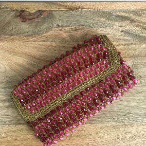 Vintage 1960s pink beaded purse